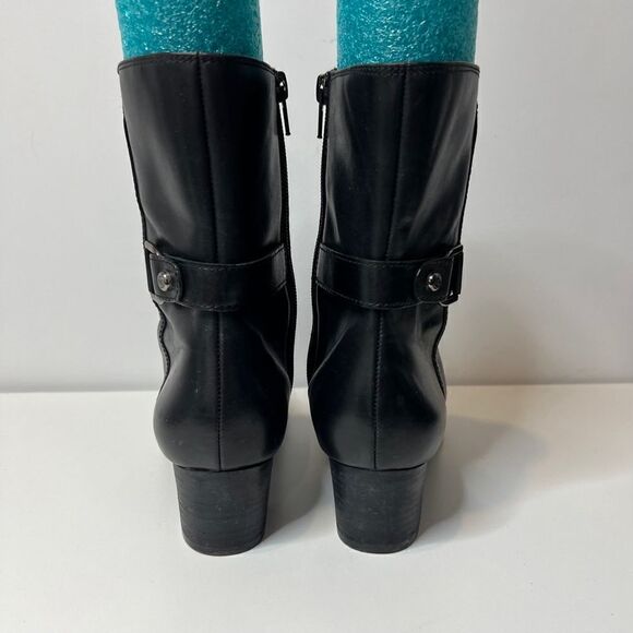 AK Anne Klein iFlex Black Leather Zip Square Toe Ankle Boots Womens Size 6.5 - Picture 4 of 8